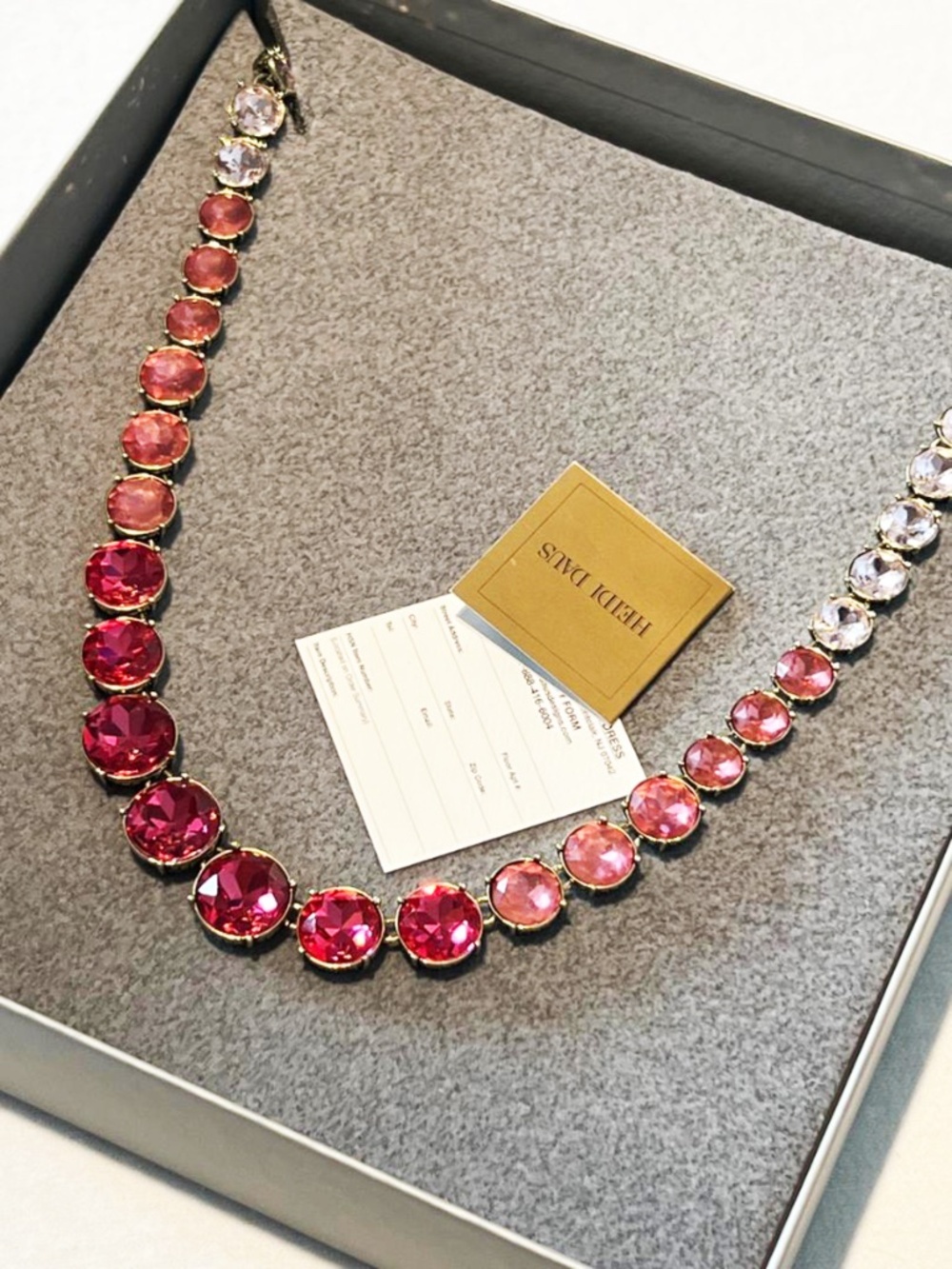 NWT Heidi Daus Graduated Rose Crystal Necklace